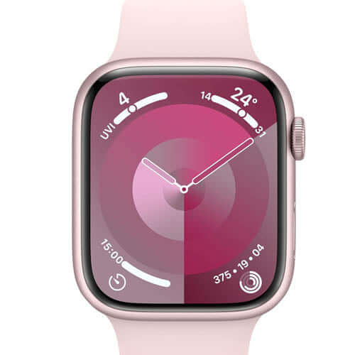 Apple Watch Series 9 [GPS 41mm] Smartwatch with Pink Aluminum Case with Pink Sport Band M/L. Fitness Tracker