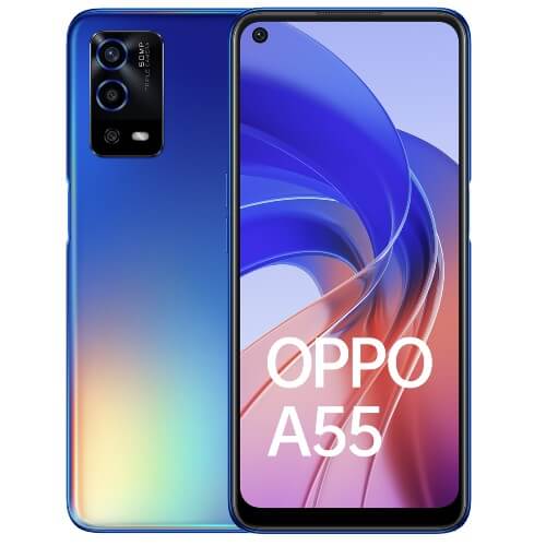 Oppo A55 256GB 8GB Dual Sim Rainbow Blue at best price with warranty in Saudi Arabia